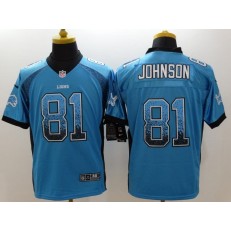 Detroit Lions #81 Calvin Johnson Blue Men Embroidered Elite Drift Nike NFL Jersey