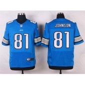 Detroit Lions #81 Calvin Johnson Elite Light Blue Team Color Men Nike NFL Jersey