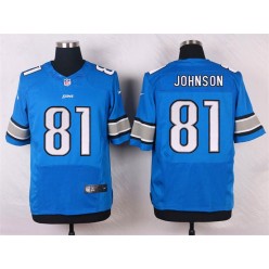 Detroit Lions #81 Calvin Johnson Elite Light Blue Team Color Men Nike NFL Jersey