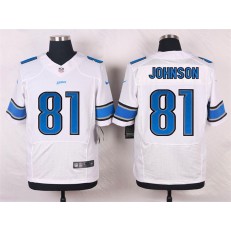 Detroit Lions #81 Calvin Johnson Elite White Men Nike NFL Jersey