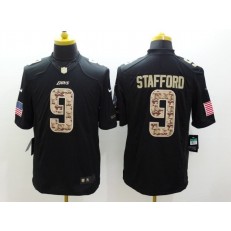 Detroit Lions #9 Matthew Stafford Black Men Stitched Nike NFL Limited Salute to Service Jersey