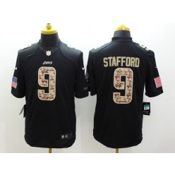 Detroit Lions #9 Matthew Stafford Black Men Stitched Nike NFL Limited Salute to Service Jersey
