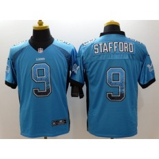 Detroit Lions #9 Matthew Stafford Blue Men Embroidered Elite Drift Nike NFL Jersey