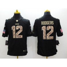Green Bay Packers #12 Aaron Rodgers Black Men Stitched Nike NFL Limited Salute to Service Jersey