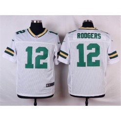 Green Bay Packers #12 Aaron Rodgers Elite White Men Nike NFL Jersey