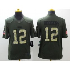 Green Bay Packers #12 Aaron Rodgers Green Salute To Service Limited Nike NFL Jersey