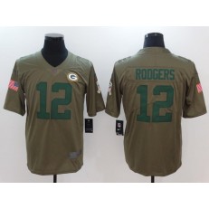 Green Bay Packers #12 Aaron Rodgers Olive 2017 Salute To Service Limited Men Nike NFL Jersey