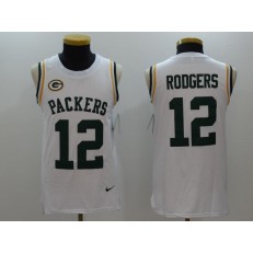 Green Bay Packers #12 Aaron Rodgers White Color Rush Name And Number Tank Top Nike NFL Jersey