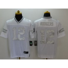 Green Bay Packers #12 Aaron Rodgers White Men Nike NFL Limited Platinum Jersey