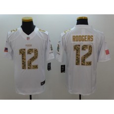 Green Bay Packers #12 Aaron Rodgers White Salute To Service Limited Men Nike NFL Jersey
