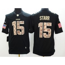 Green Bay Packers #15 Bart Starr Black Men Stitched Nike NFL Limited Salute to Service Jersey