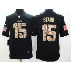 Green Bay Packers #15 Bart Starr Black Men Stitched Nike NFL Limited Salute to Service Jersey