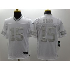 Green Bay Packers #15 Bart Starr White Men Nike NFL Limited Platinum Jersey