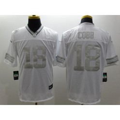Green Bay Packers #18 Randall Cobb White Men Nike NFL Limited Platinum Jersey