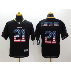 Green Bay Packers #21 Ha Ha Clinton-Dix USA Flag Fashion Black Men Elite Football Nike NFL Jersey