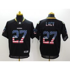 Green Bay Packers #27 Eddie Lacy USA Flag Fashion Black Men Elite Football Nike NFL Jersey