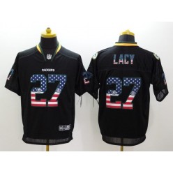 Green Bay Packers #27 Eddie Lacy USA Flag Fashion Black Men Elite Football Nike NFL Jersey