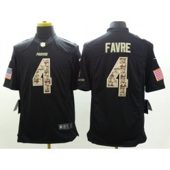 Green Bay Packers #4 Brett Favre Black Men Stitched Nike NFL Limited Salute to Service Jersey