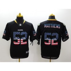 Green Bay Packers #52 Clay Matthews USA Flag Fashion Black Men Elite Football Nike NFL Jersey