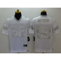 Green Bay Packers #52 Clay Matthews White Men Nike NFL Limited Platinum Jersey