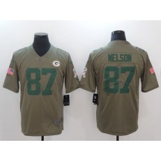 Green Bay Packers #87 Jordy Nelson Olive 2017 Salute To Service Limited Men Nike NFL Jersey
