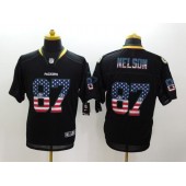 Green Bay Packers #87 Jordy Nelson USA Flag Fashion Black Men Elite Football Nike NFL Jersey
