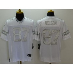 Green Bay Packers #87 Jordy Nelson White Men Nike NFL Limited Platinum Jersey