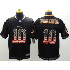 Minnesota Vikings #10 Fran Tarkenton Black Men Stitched Nike NFL Elite USA Flag Fashion Jersey