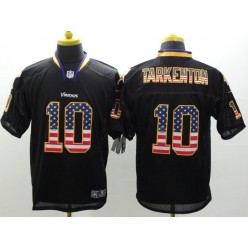 Minnesota Vikings #10 Fran Tarkenton Black Men Stitched Nike NFL Elite USA Flag Fashion Jersey