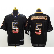 Minnesota Vikings #5 Teddy Bridgewater Black Men Stitched Nike NFL Elite USA Flag Fashion Jersey