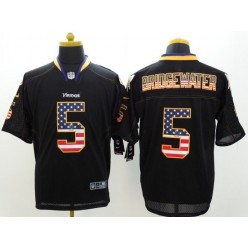 Minnesota Vikings #5 Teddy Bridgewater Black Men Stitched Nike NFL Elite USA Flag Fashion Jersey