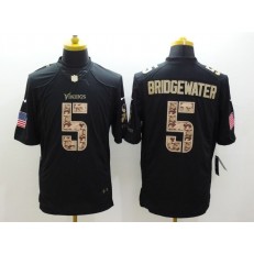 Minnesota Vikings #5 Teddy Bridgewater Black Men Stitched Nike NFL Limited Salute to Service Jersey