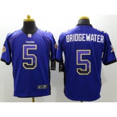 Minnesota Vikings #5 Teddy Bridgewater Purple Drift Fashion Men Football Nike NFL Jersey