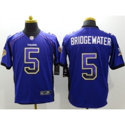 Minnesota Vikings #5 Teddy Bridgewater Purple Drift Fashion Men Football Nike NFL Jersey