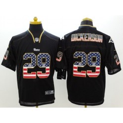St. Louis Rams #29 Eric Dickerson Black Fashion USA Flag Number Men Football Elite Nike NFL Jersey