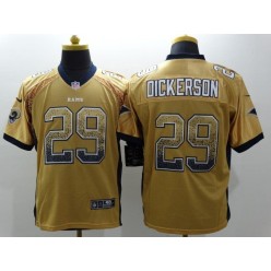 St. Louis Rams #29 Gold Embroidered Elite Drift Faddish Men Nike NFL Jersey
