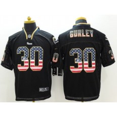 St. Louis Rams #30 Todd Gurley Black Fashion USA Flag Number Men Football Elite Nike NFL Jersey