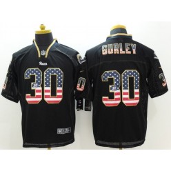 St. Louis Rams #30 Todd Gurley Black Fashion USA Flag Number Men Football Elite Nike NFL Jersey