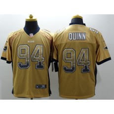 St. Louis Rams #94 Robert Quinn Gold Embroidered Elite Drift Faddish Men Nike NFL Jersey