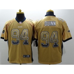 St. Louis Rams #94 Robert Quinn Gold Embroidered Elite Drift Faddish Men Nike NFL Jersey