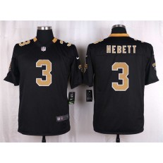 New Orleans Saints #3 Hebett Black Men Nike NFL Game Jersey
