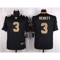 New Orleans Saints #3 Hebett Black Men Nike NFL Game Jersey