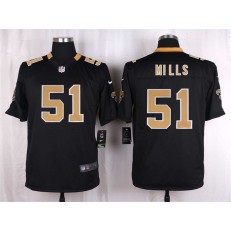 New Orleans Saints #51 Sam Mills Black Men Nike NFL Game Jersey