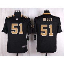 New Orleans Saints #51 Sam Mills Black Men Nike NFL Game Jersey