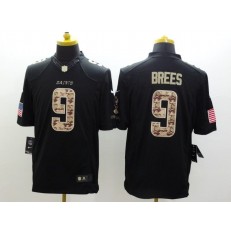 New Orleans Saints #9 Drew Brees Black Men Stitched Nike NFL Limited Salute to Service Jersey