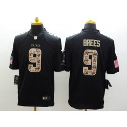 New Orleans Saints #9 Drew Brees Black Men Stitched Nike NFL Limited Salute to Service Jersey