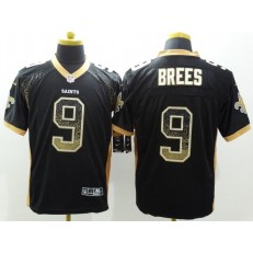 New Orleans Saints #9 Drew Brees Black Team Color Men Stitched Nike NFL Elite Drift Fashion Jersey