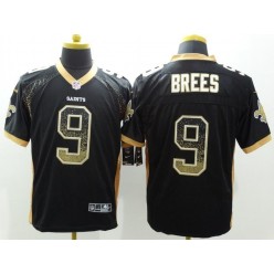 New Orleans Saints #9 Drew Brees Black Team Color Men Stitched Nike NFL Elite Drift Fashion Jersey
