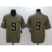New Orleans Saints #9 Drew Brees Olive 2017 Salute To Service Limited Men Nike NFL Jersey