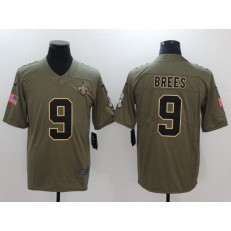 New Orleans Saints #9 Drew Brees Olive 2017 Salute To Service Limited Men Nike NFL Jersey